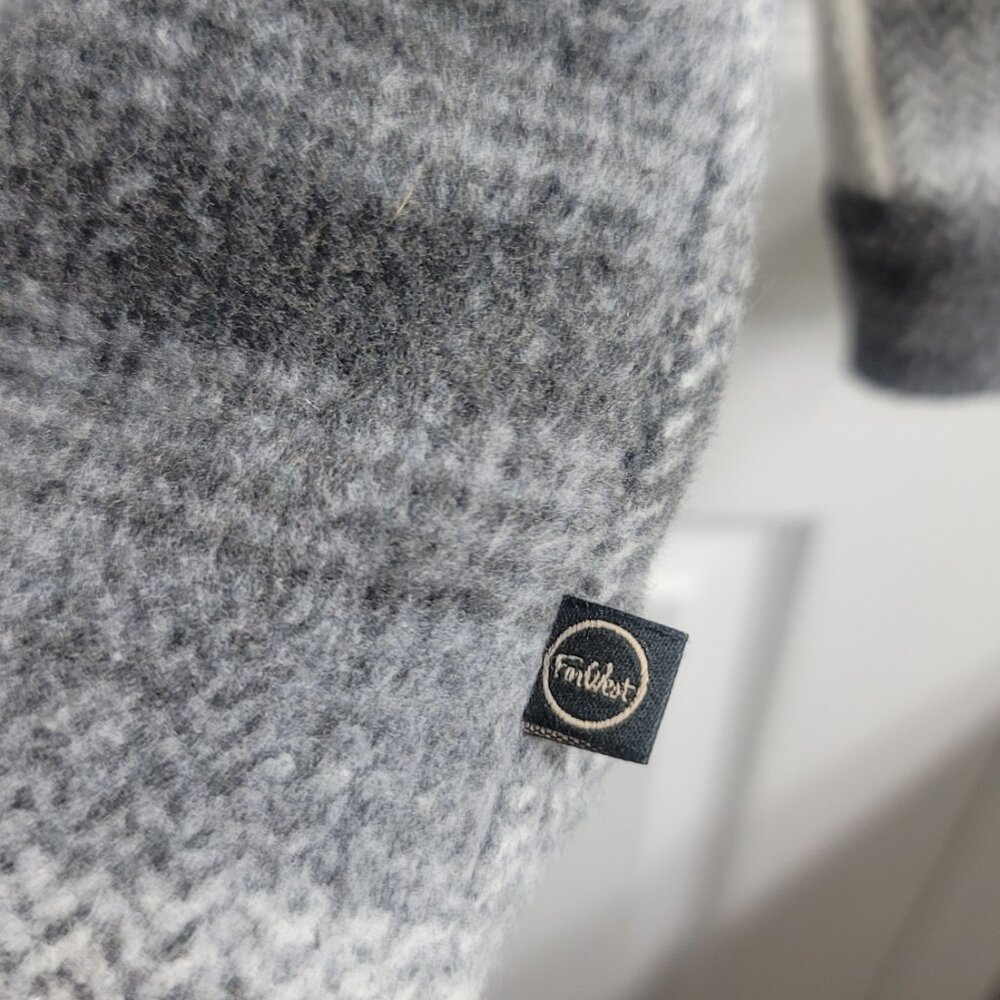 #506 Far West Grey White Plaid Button Down Sweater sz L - Picture 5 of 6